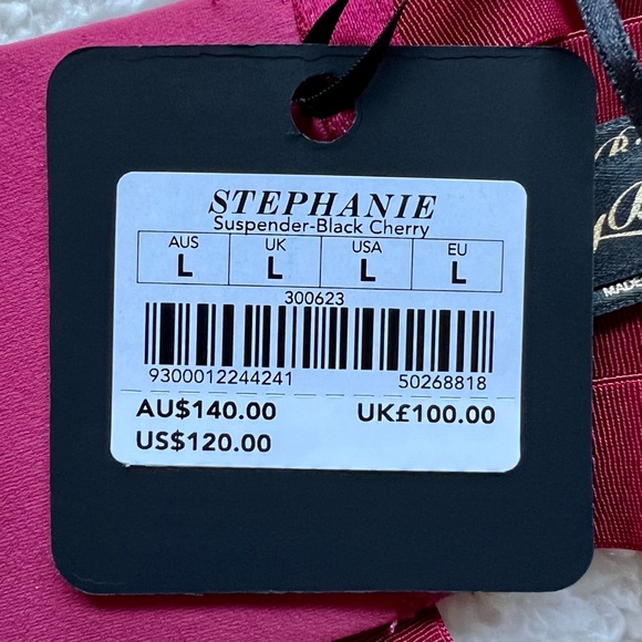 Honey Birdette Black Cherry and Gold Stephanie Suspender Garter Bondage Lingerie - Picture 4 of 10